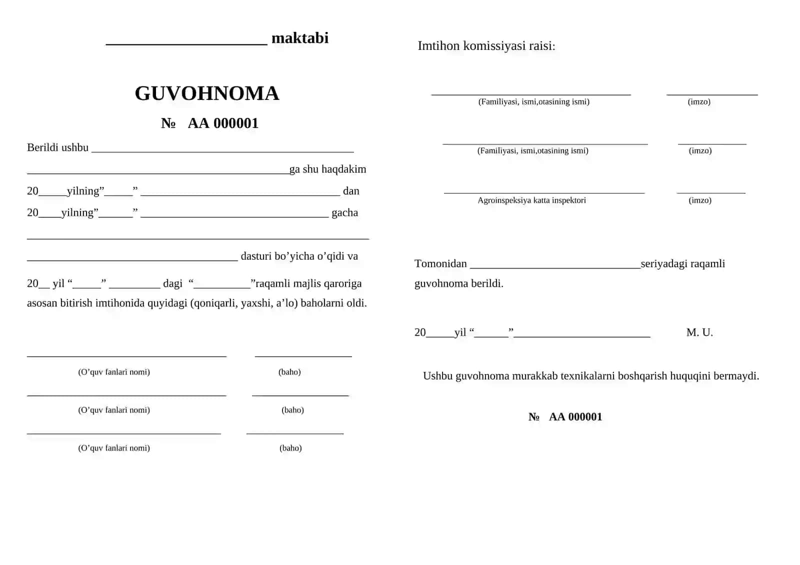 OPERATOR-MEXANIZATOR GUVOHNOMASI 2