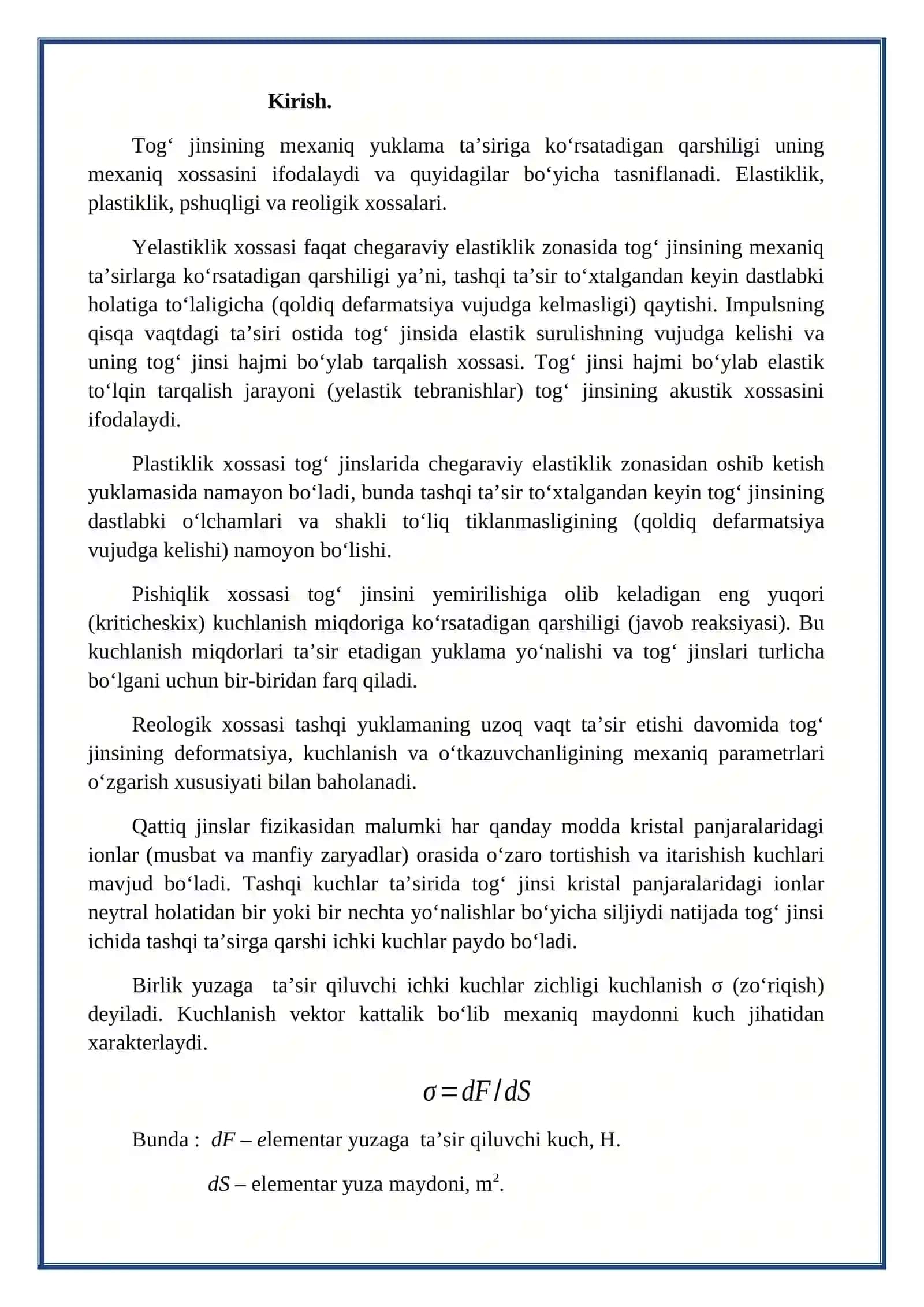 Respublika karerlarida sodir bo’luvchi deformatsiya jarayonlarini tahlil qilish 2