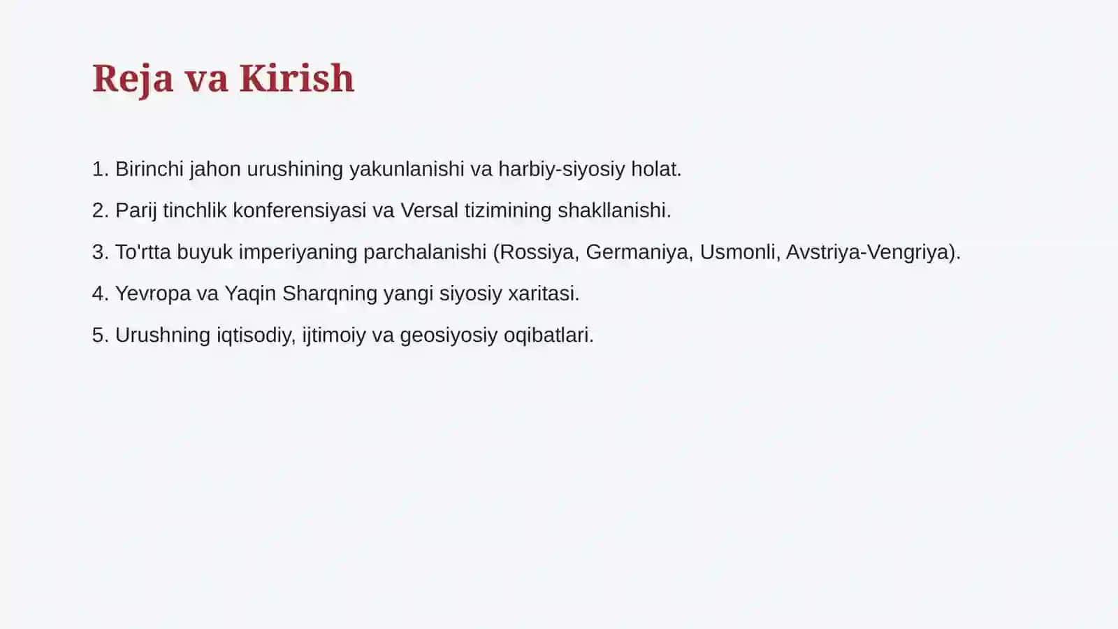 BIRINCHI JAHON URUSHINING YAKUNLARIVA UNING JAHON SIYOSIY XARITASIGA TA'SIRI 2