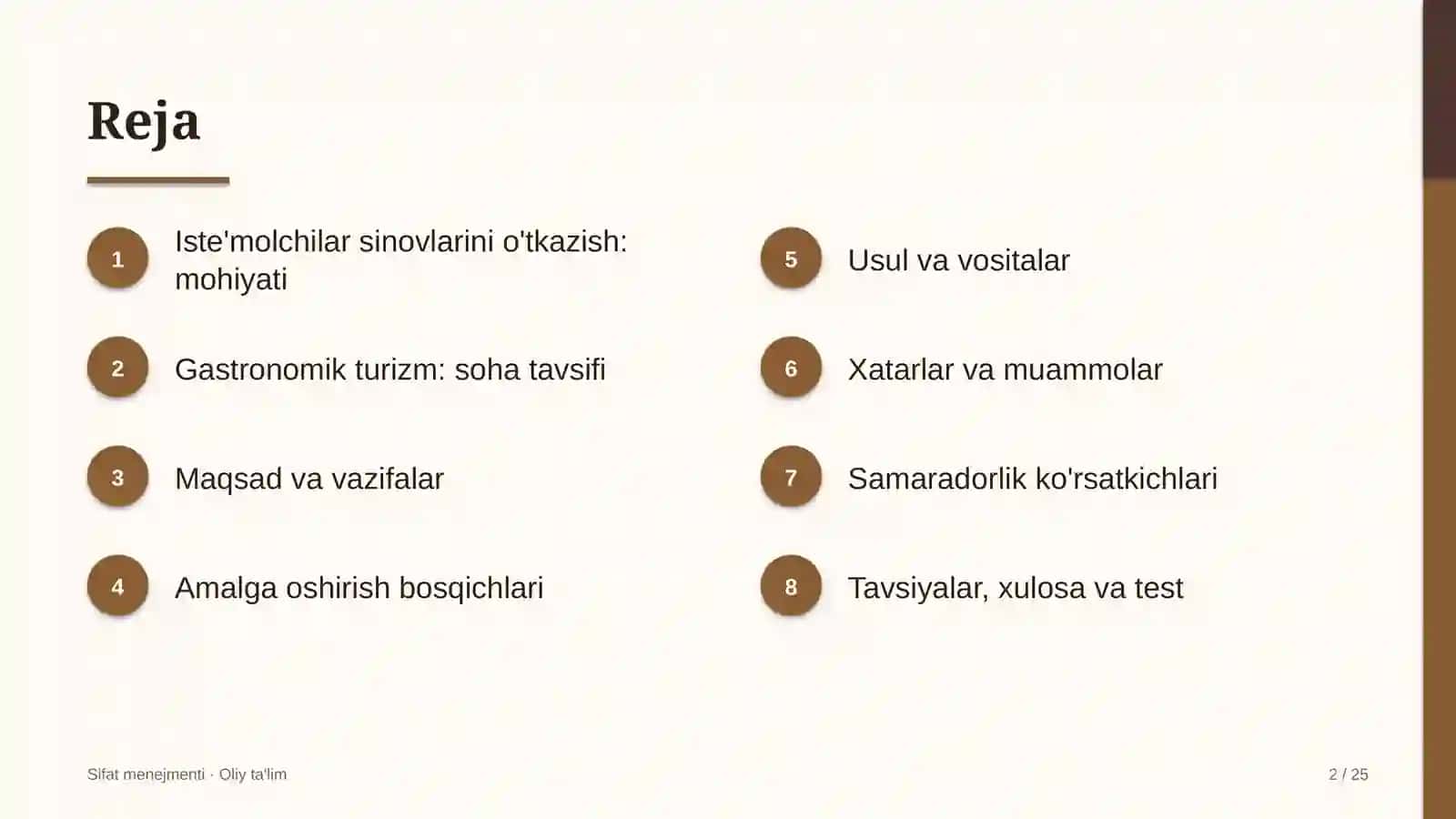 gastronomik turizmda iste'molchilar sinovlarini o'tkazish 4918 2