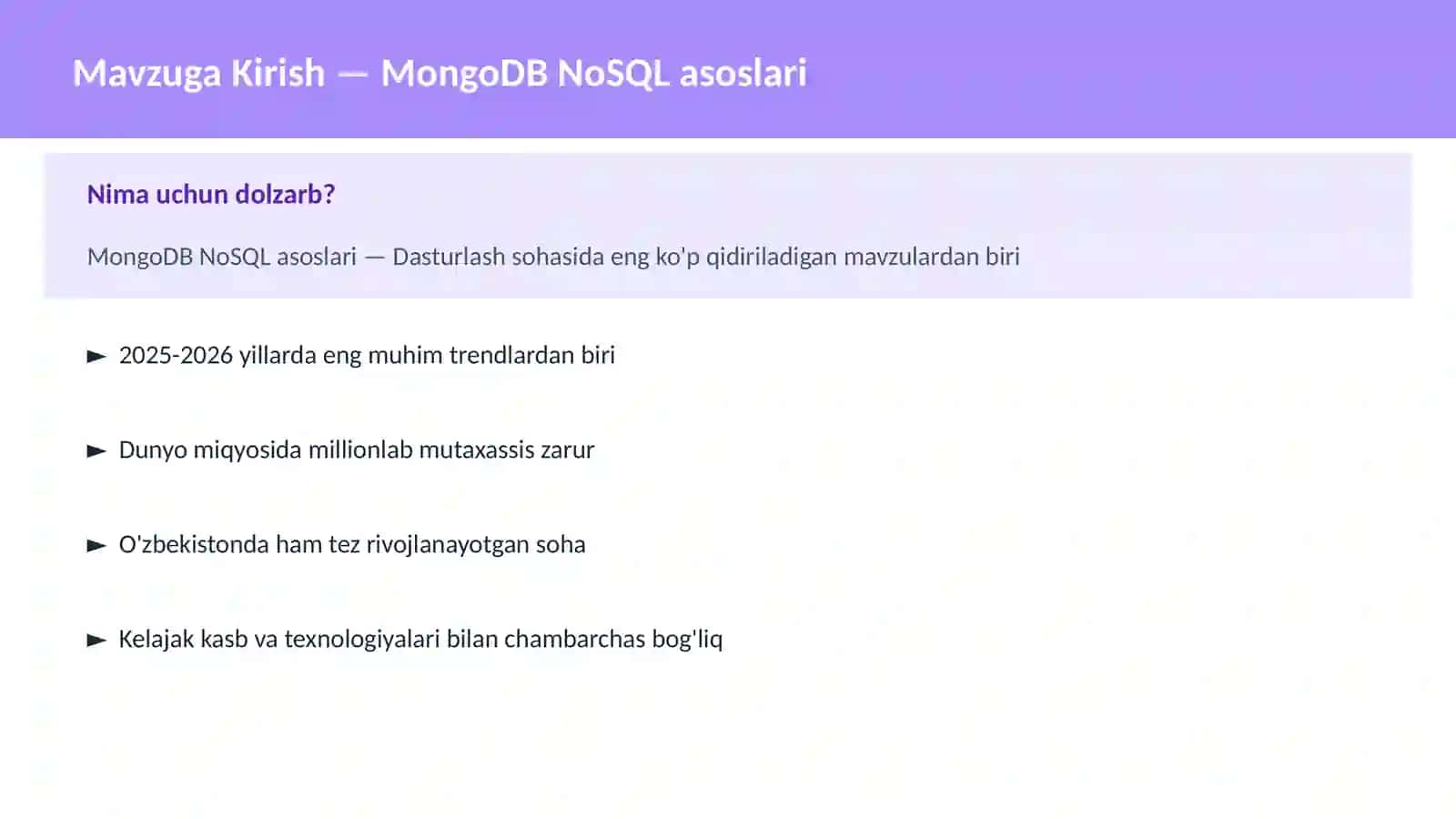 MongoDB NoSQL asoslari 2