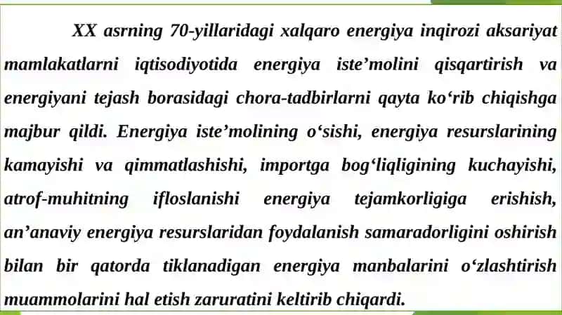 “YASHIL IQTISODIYOT“DA QAYTA TIKLANUVCHI ENERGIYANING JORIY ETILISHI. 2