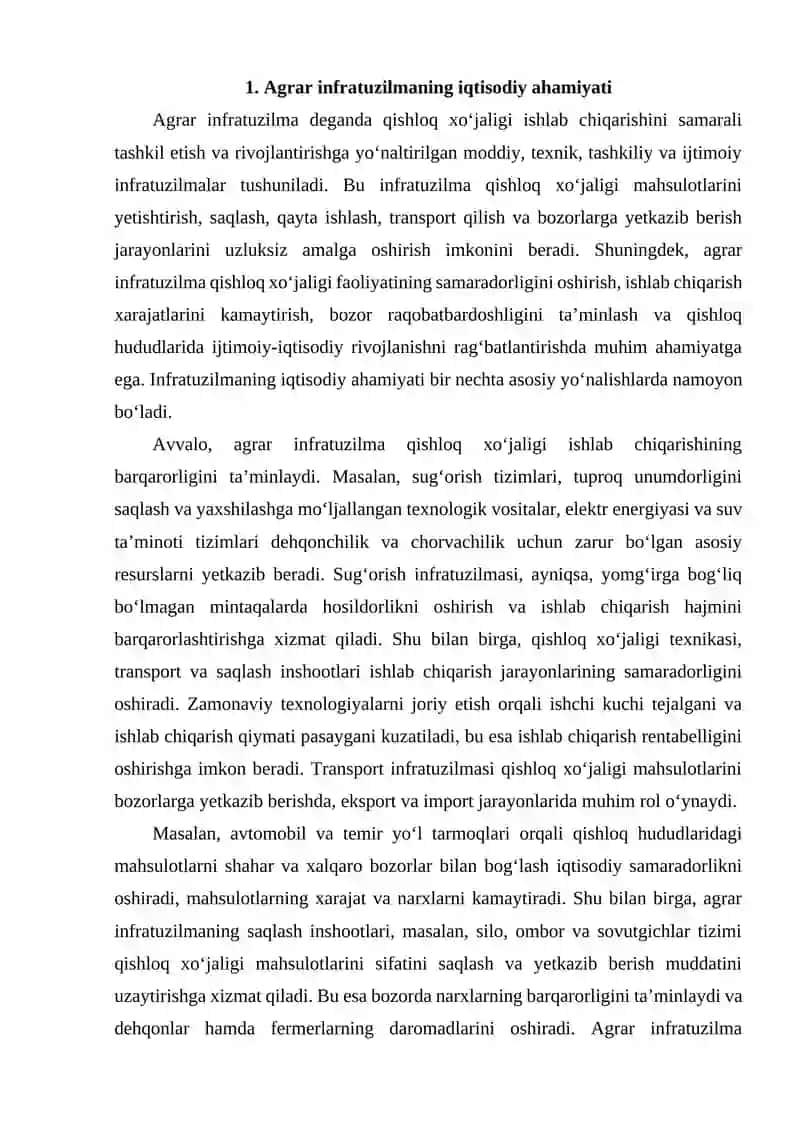 Agrar infratuzilmani rivojlantirishning asosiy yo‘nalishlari 2