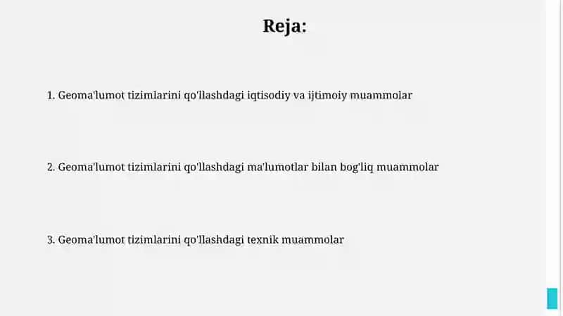 Geoaxborot tizimlarini qòllash muammolari 2