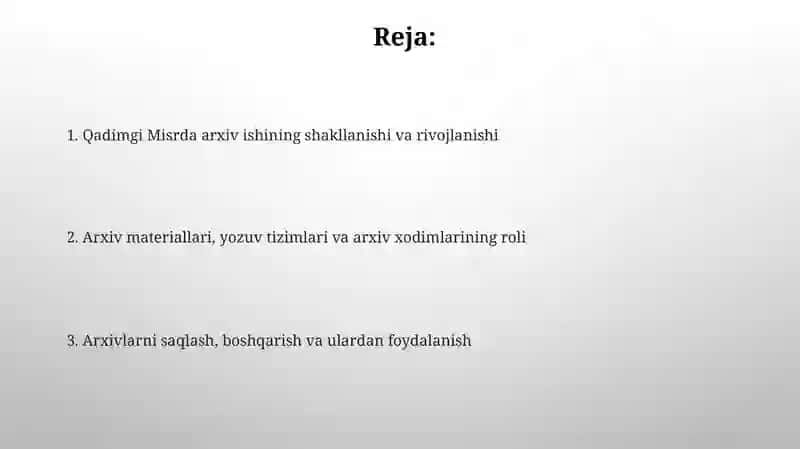 Qadimgi Misrdavlatida arxiv ishlari tarixi 2