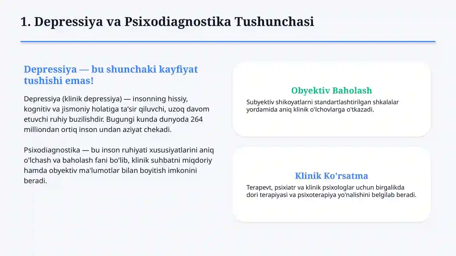 Depressiyada psixodiagnostika — zamonaviy baholash usullari 2