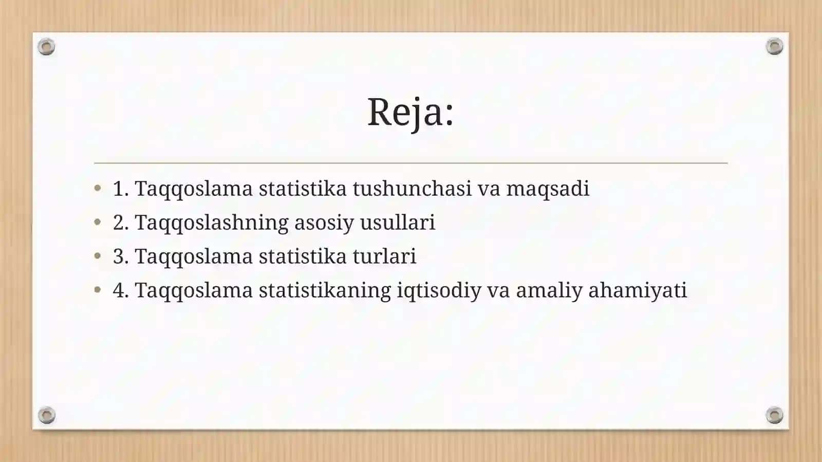 Taqqoslama Statistika 2