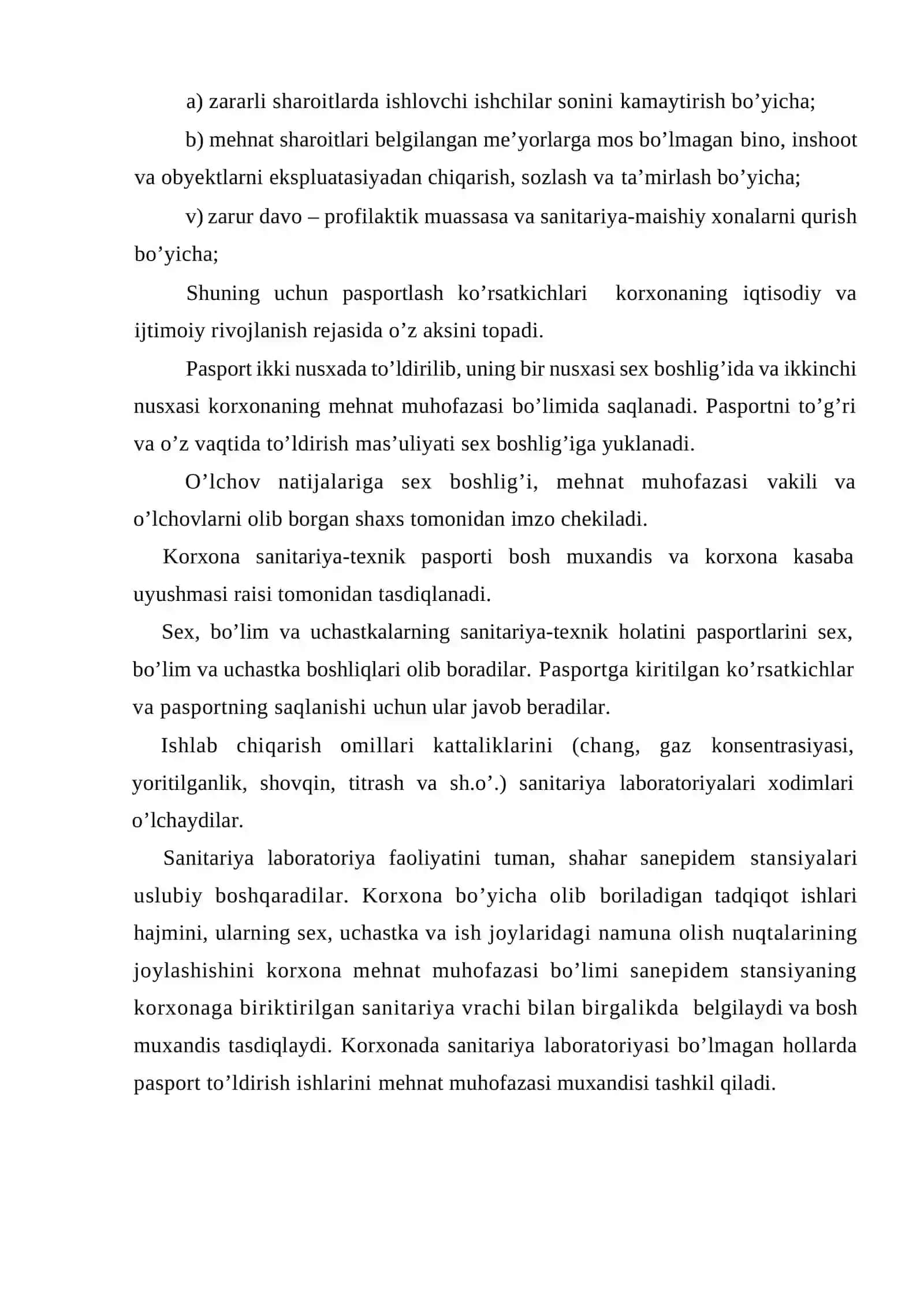 Sanoat korxonasi mehnat sharoitlari pasportlash 2