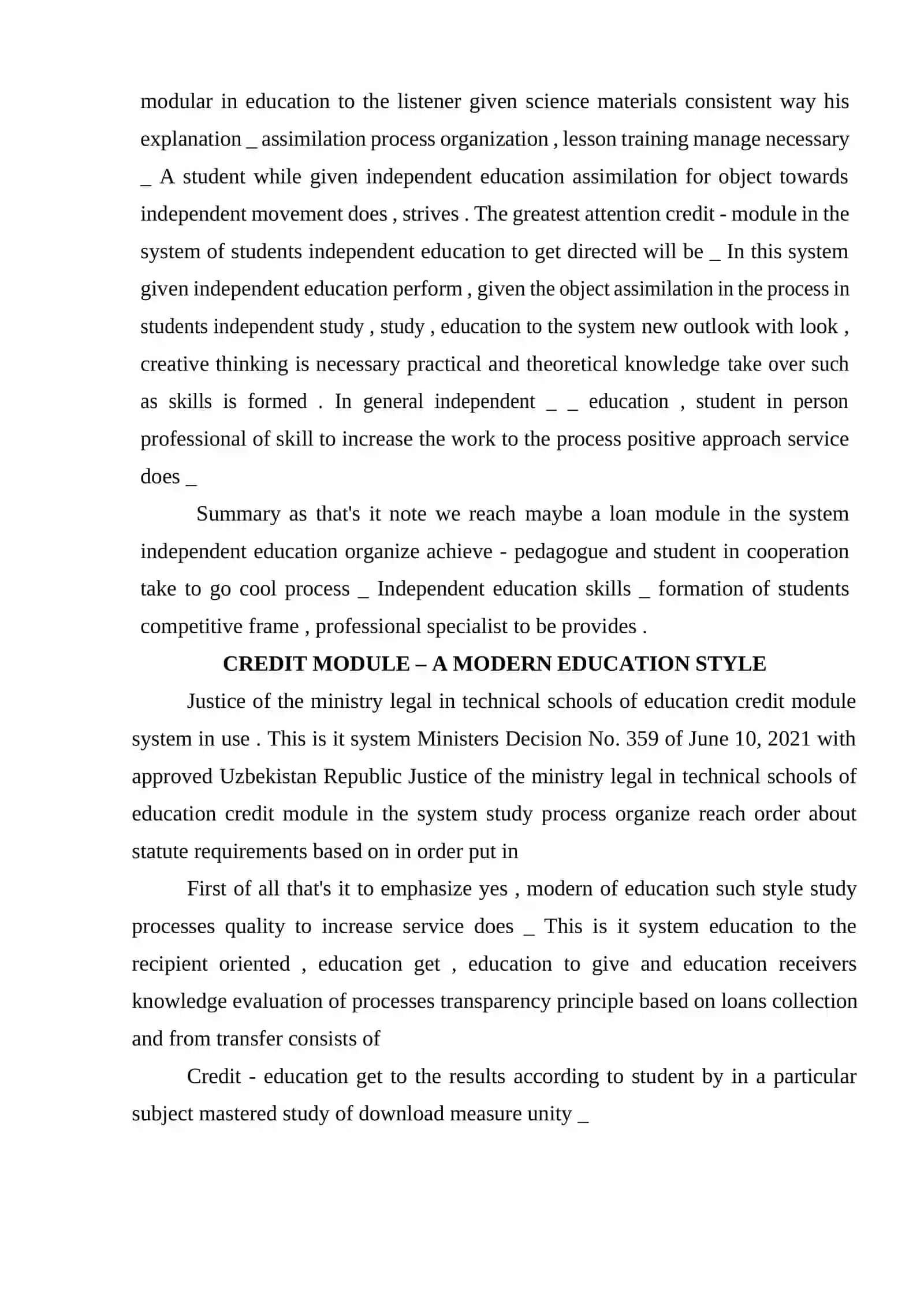 Credit module system in education 2