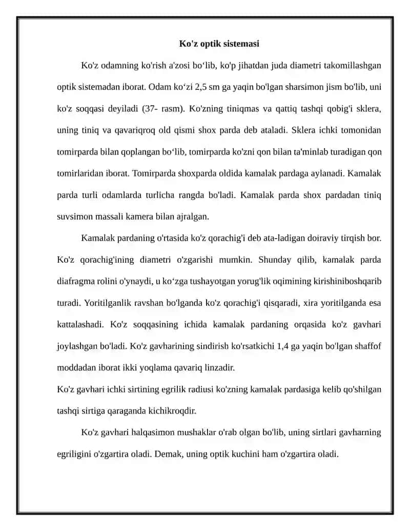 Ko'z optik sistemasi 2