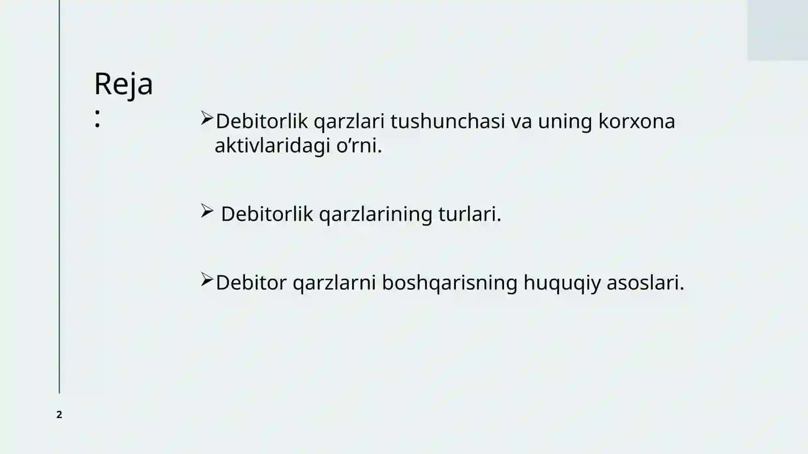 korxonalarda debitorlik qarzlarini boshqarish 2
