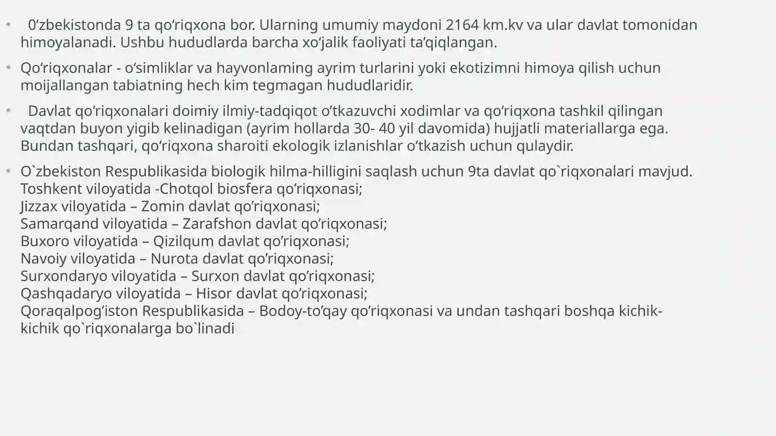 O‘zbekistonning qo‘riqxonalari 2