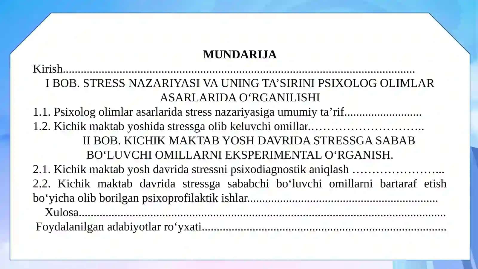 KICHIK MAKTAB DAVRIDA STRESS VA UNING TAHLILI 2