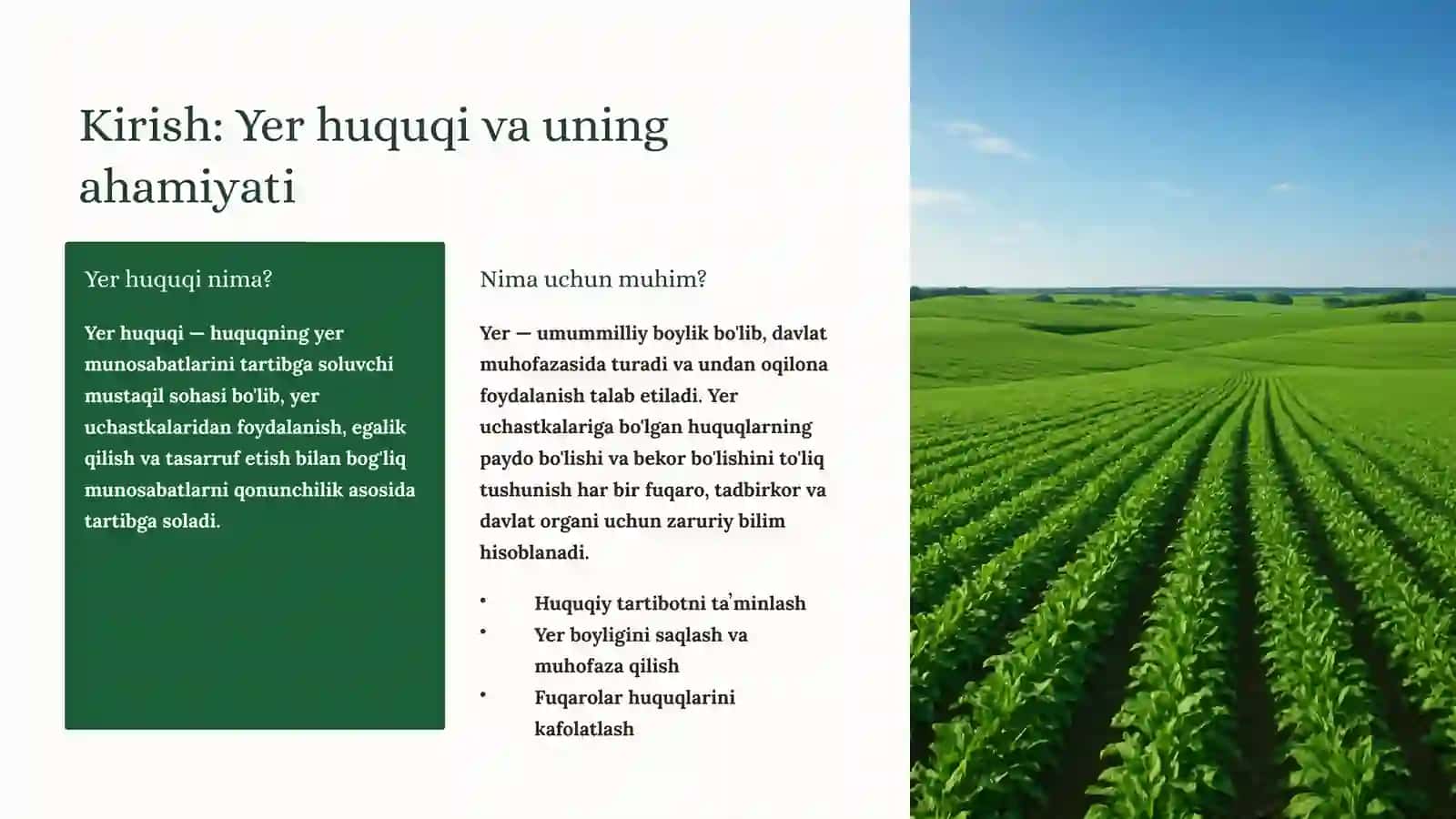 Yer uchastkasiga nisbatan huquqlarning vujudga kelishi va bekor bo'lish asoslari 2