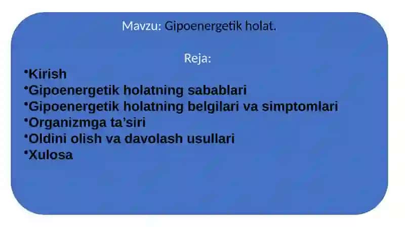 Gipoenergetik holat 2