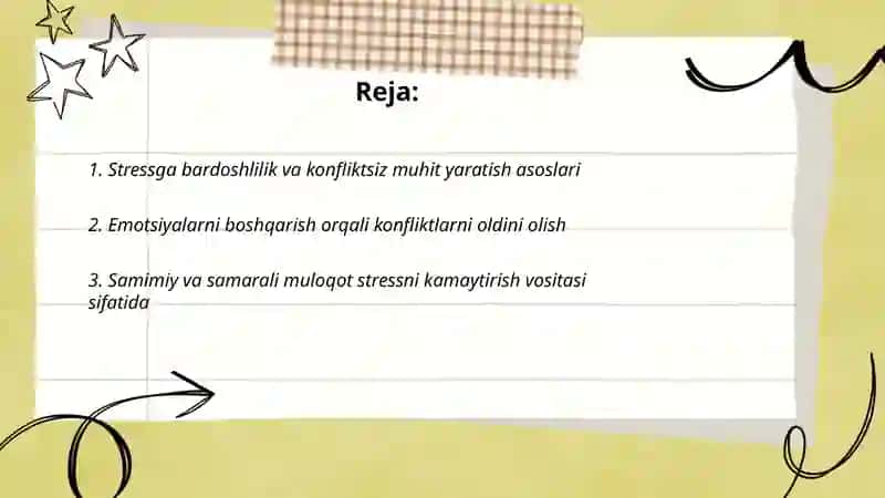 Stressga bardoshlilik va konfliktsiz muhit yaratish asoslari 2