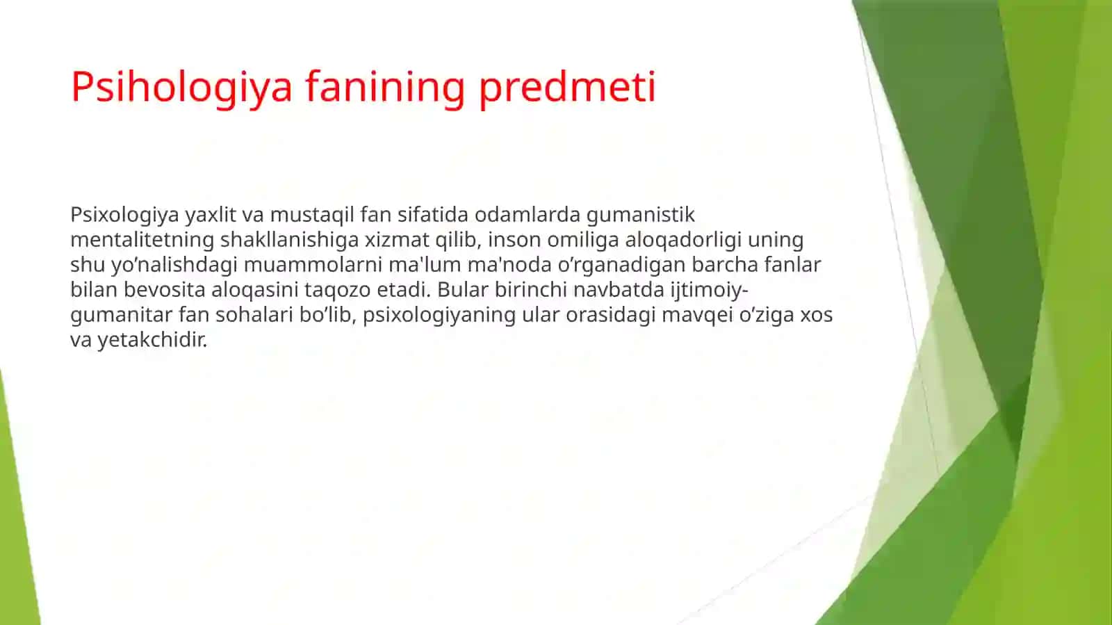 Psihologiyafanining predmeti 2