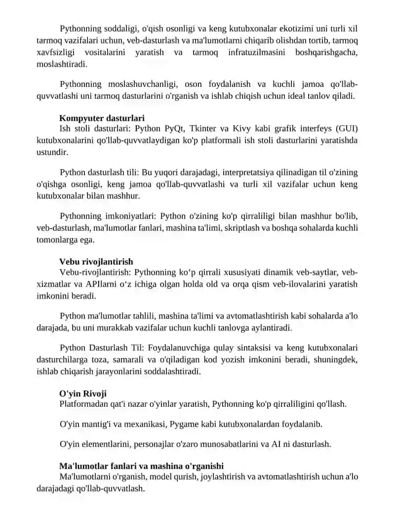 Python dasturlash tili imkoniyatlari 2