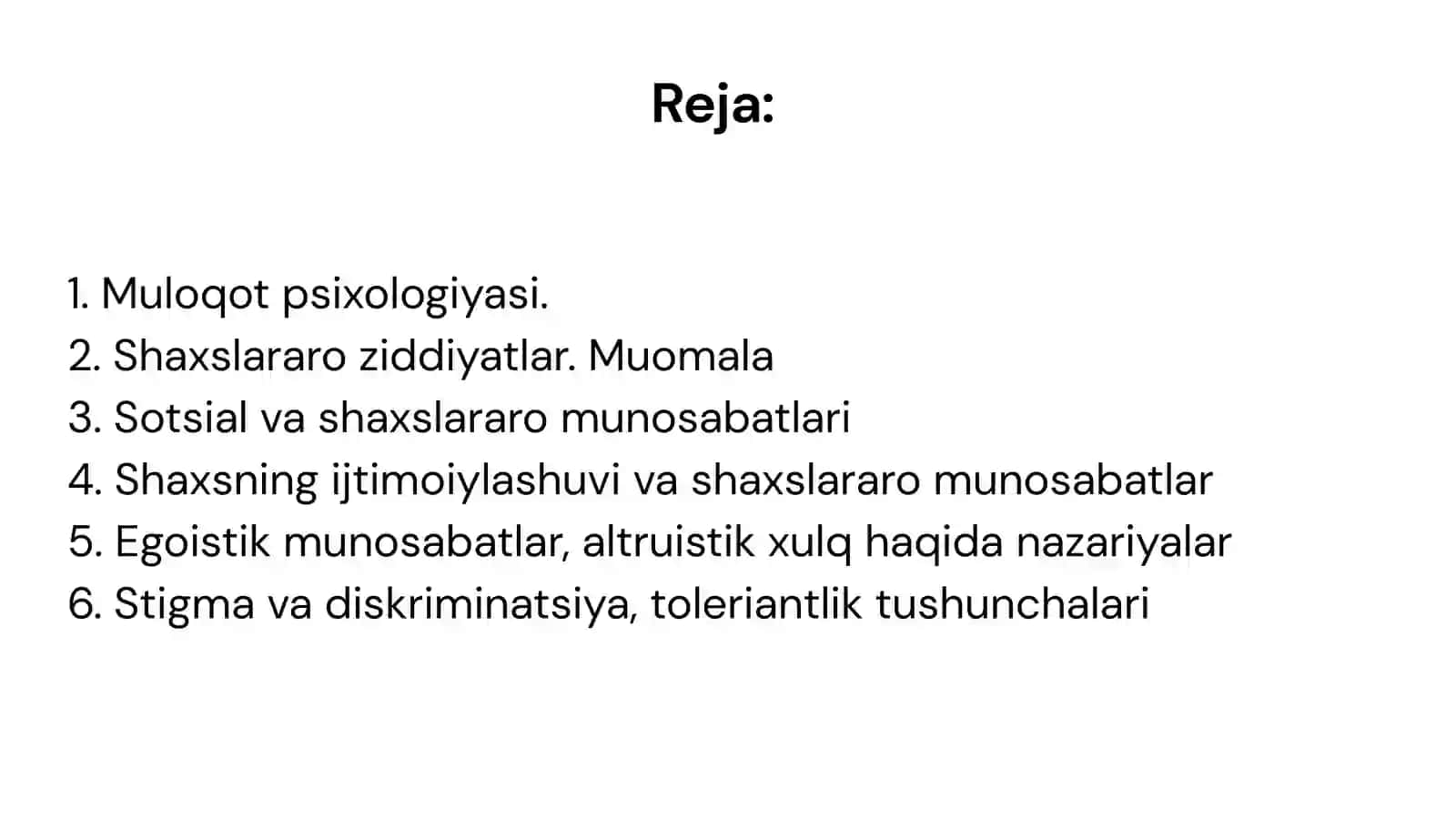 Muloqot psixologiyasi. Sotsial va shaxslararo munosabatlari 2