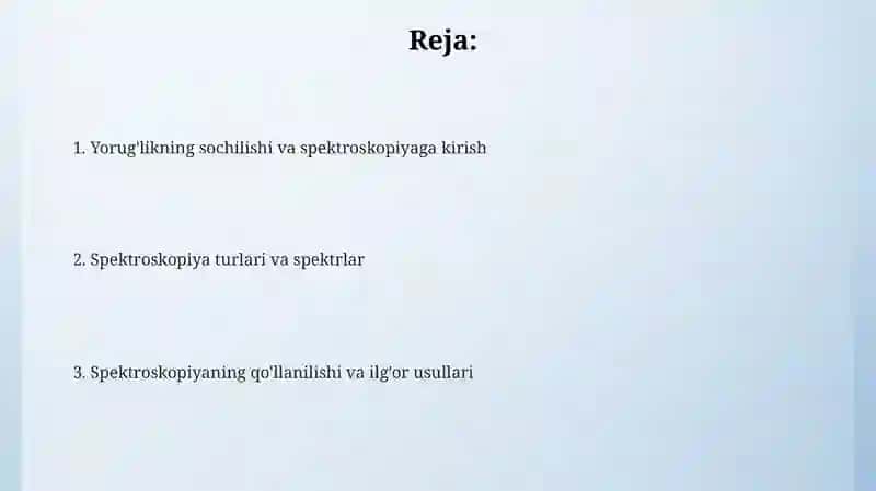 Yoruğlik sochilishi. Spektroskopiya. Spektor turlari 2