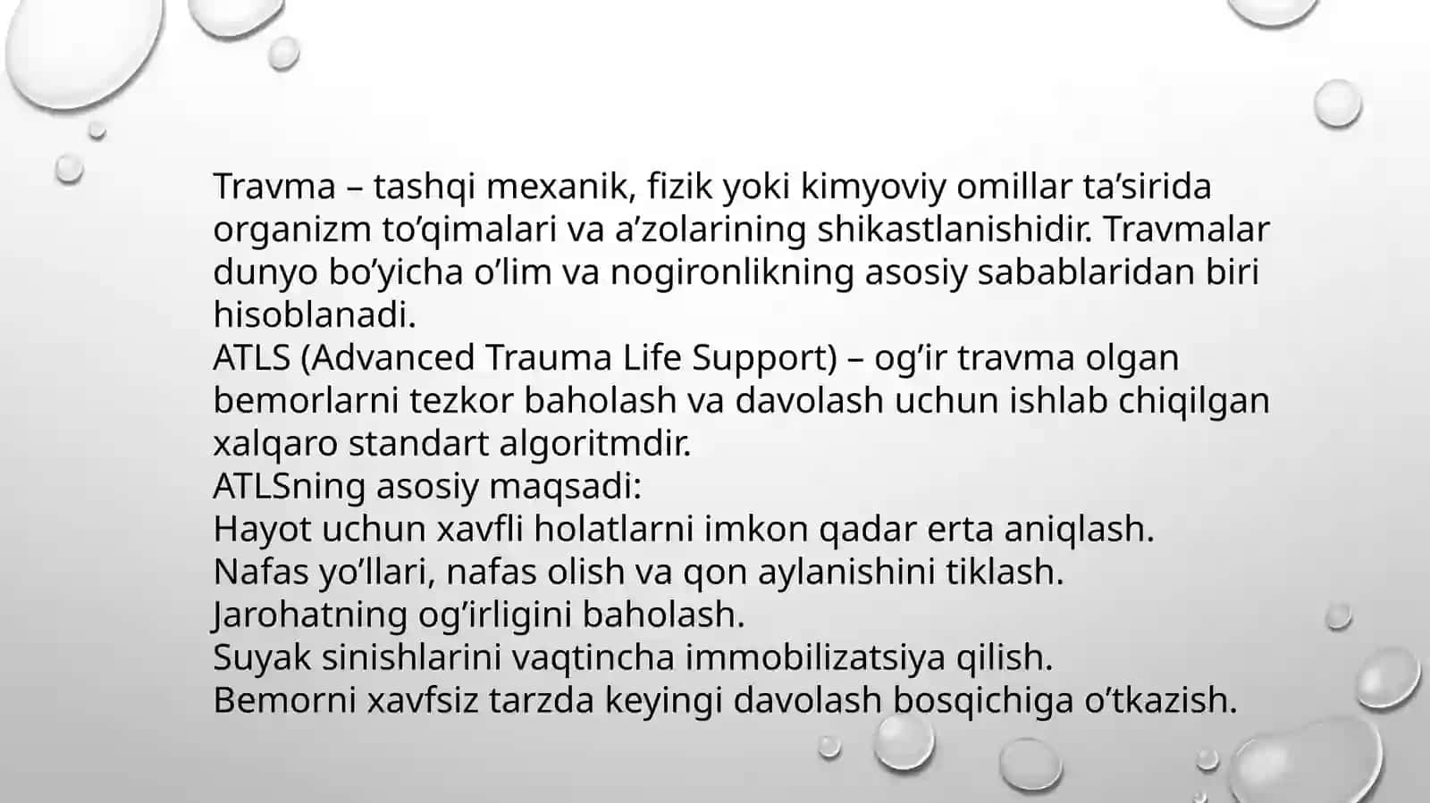 Travmalar va Suyak Sinishlarida ATLS Bo‘yicha Yondashuv | PPT Taqdimot | Shoshilinch Tibbiy Yordam S 2