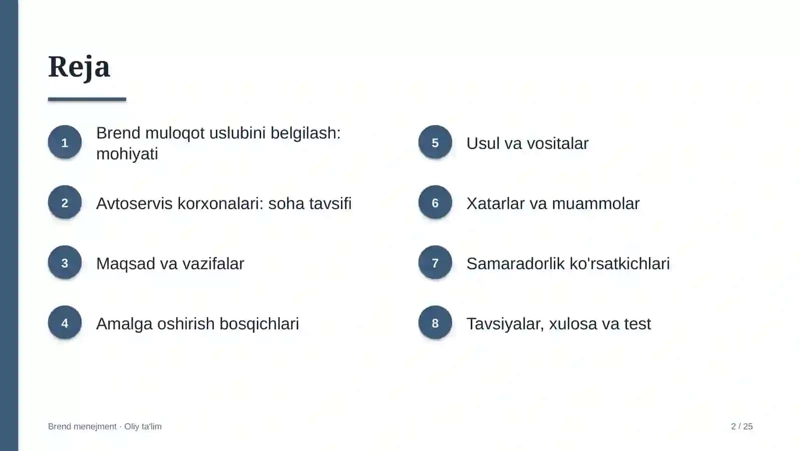 Avtoservis korxonalarida brend muloqot uslubini belgilash 2