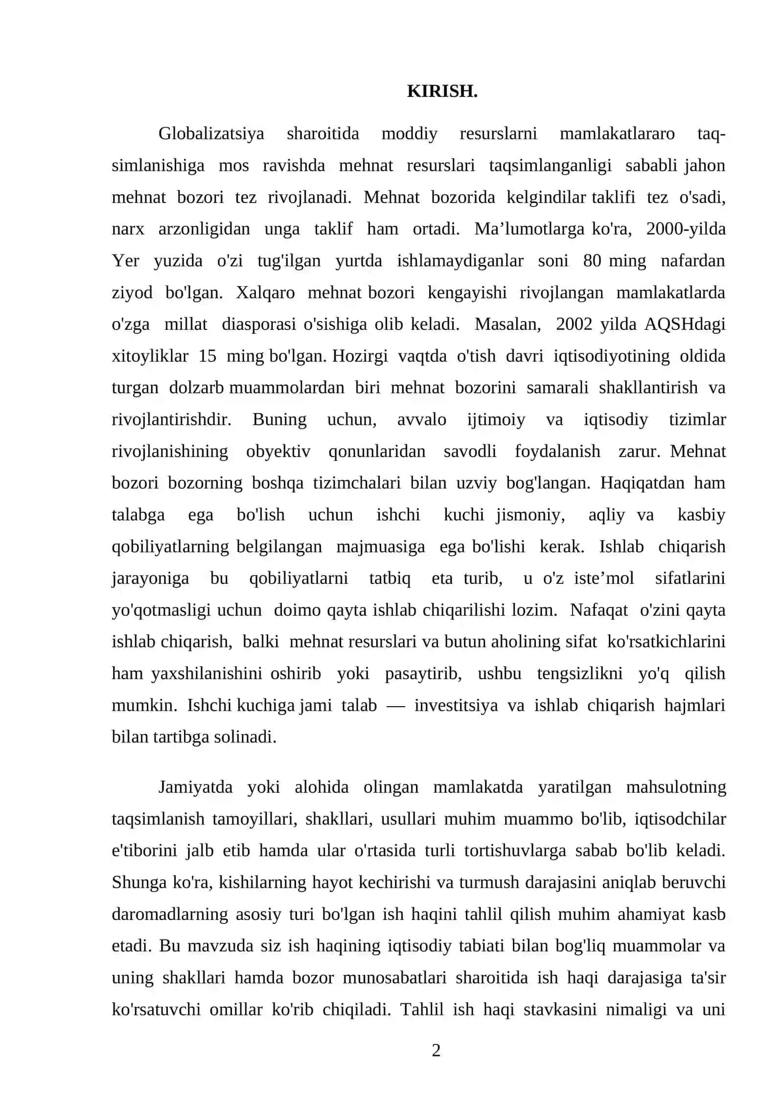 XALQARO MEHNAT TAQSIMOTI YANGI SIFATINING SHAKLLANISHI 2