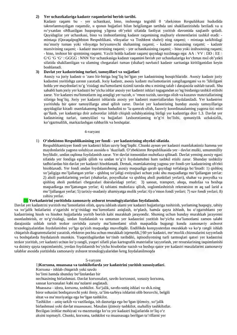 “Davlat yer kadastri toʻgʻrisida”gi qonunning moxiyati, maqsadi va vazifalari 2