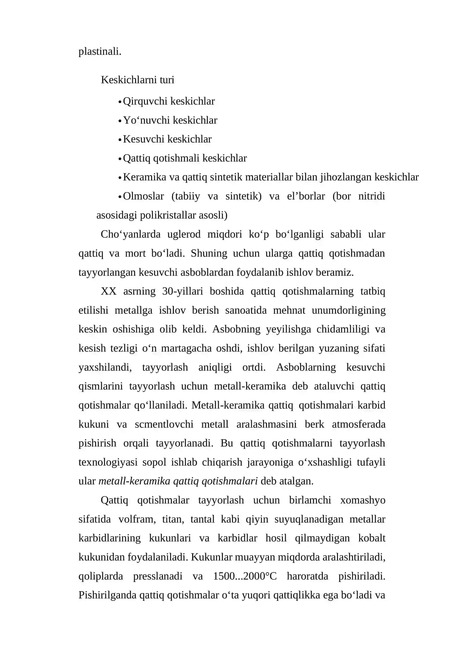 Cho‘yan Va Unga Ishlov Beruvchi Kesuvchi Qism 2