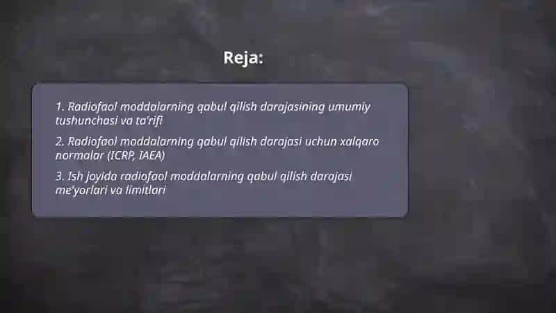 Radiofaol moddalarning qabul qilish darajasining meyorlari 2