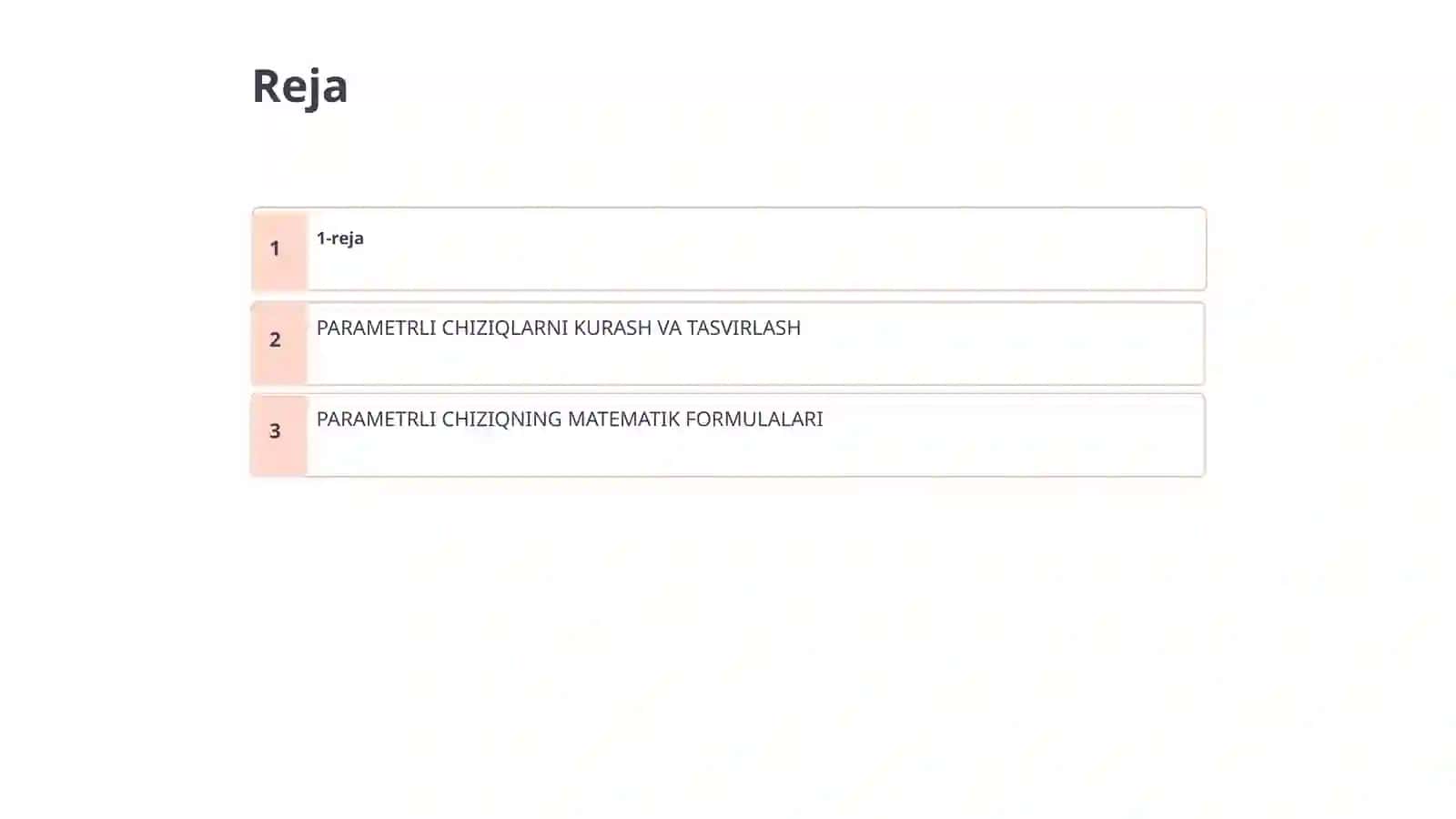 PARAMETRLI CHIZIQLAR TENGLAMASI 2