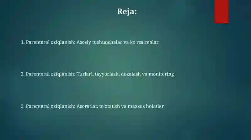 Parenteral oziqlanish 2