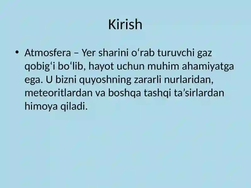 Atmosfera ifloslanishi va uning oldini olish choralari 2