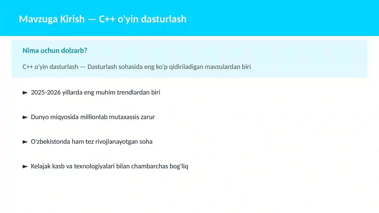 C++ VA TIZIM DASTURLASH 2