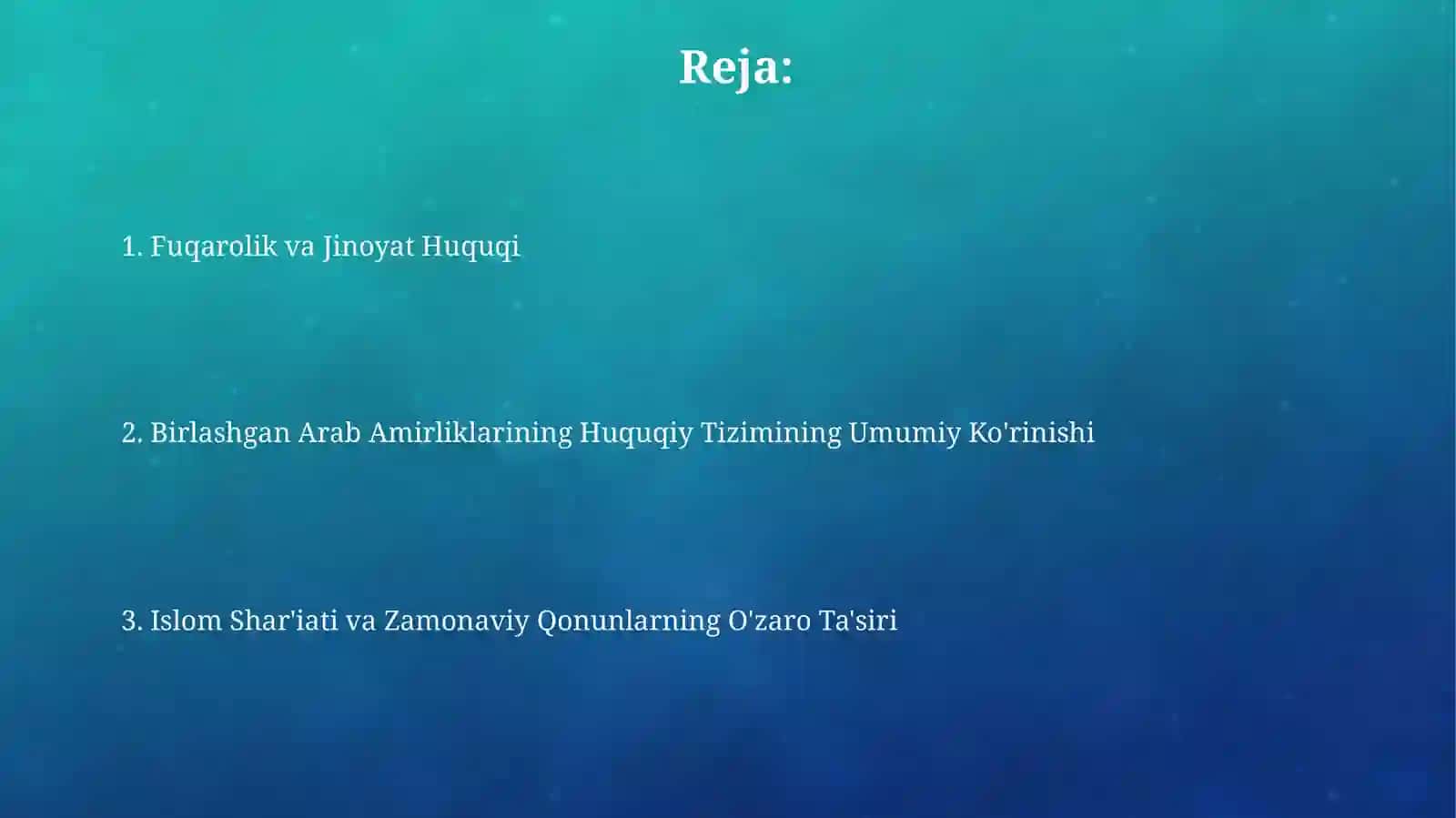 Birlashgan Arab Amirligining bugungi kundagi huquq tizimi 2