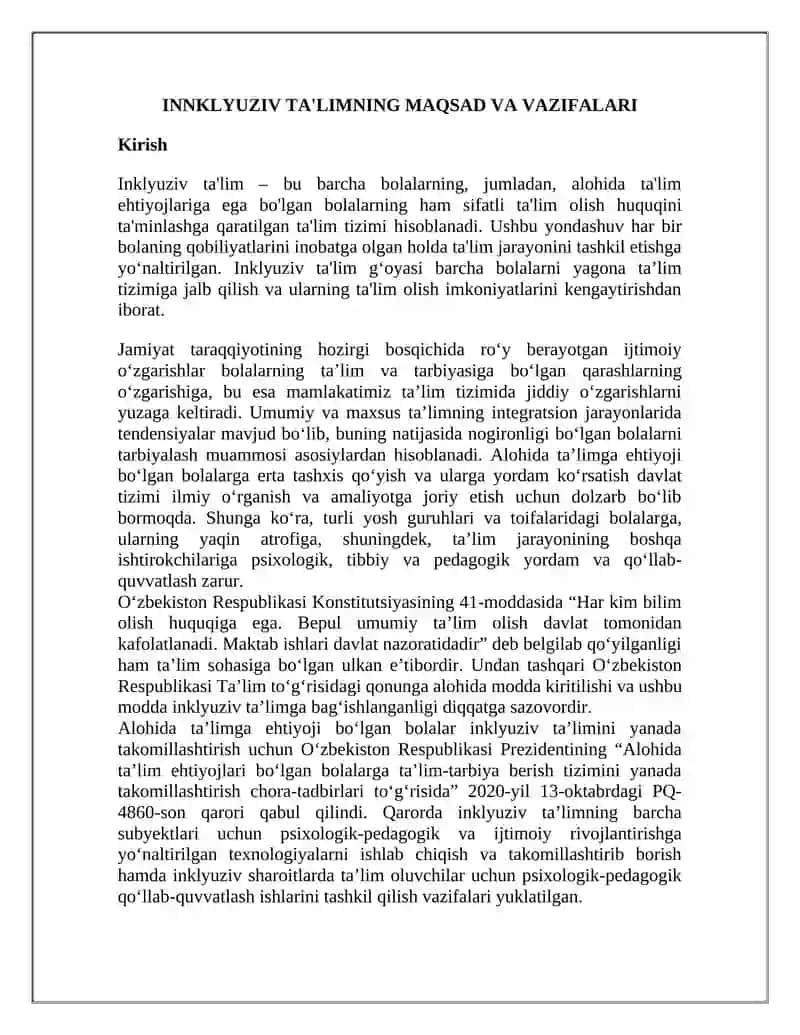 INNKLYUZIV TA'LIMNING MAQSAD VA VAZIFALARI 2