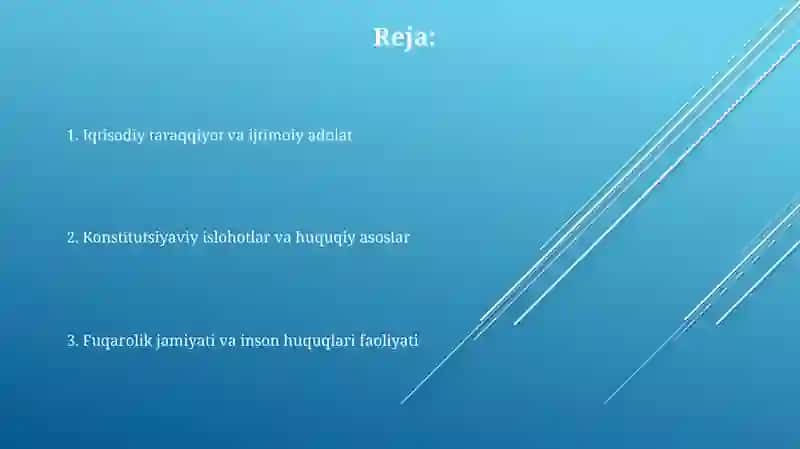 Yangi O'zbekiston dainson-haqq-huquqlari va erkinliklari kafolatining yaratilishi 2