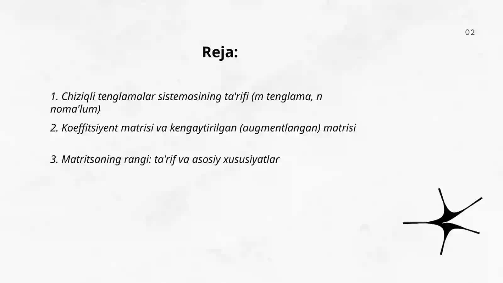 Chiziqli tenglamalar sistemasini ta'riflash 2