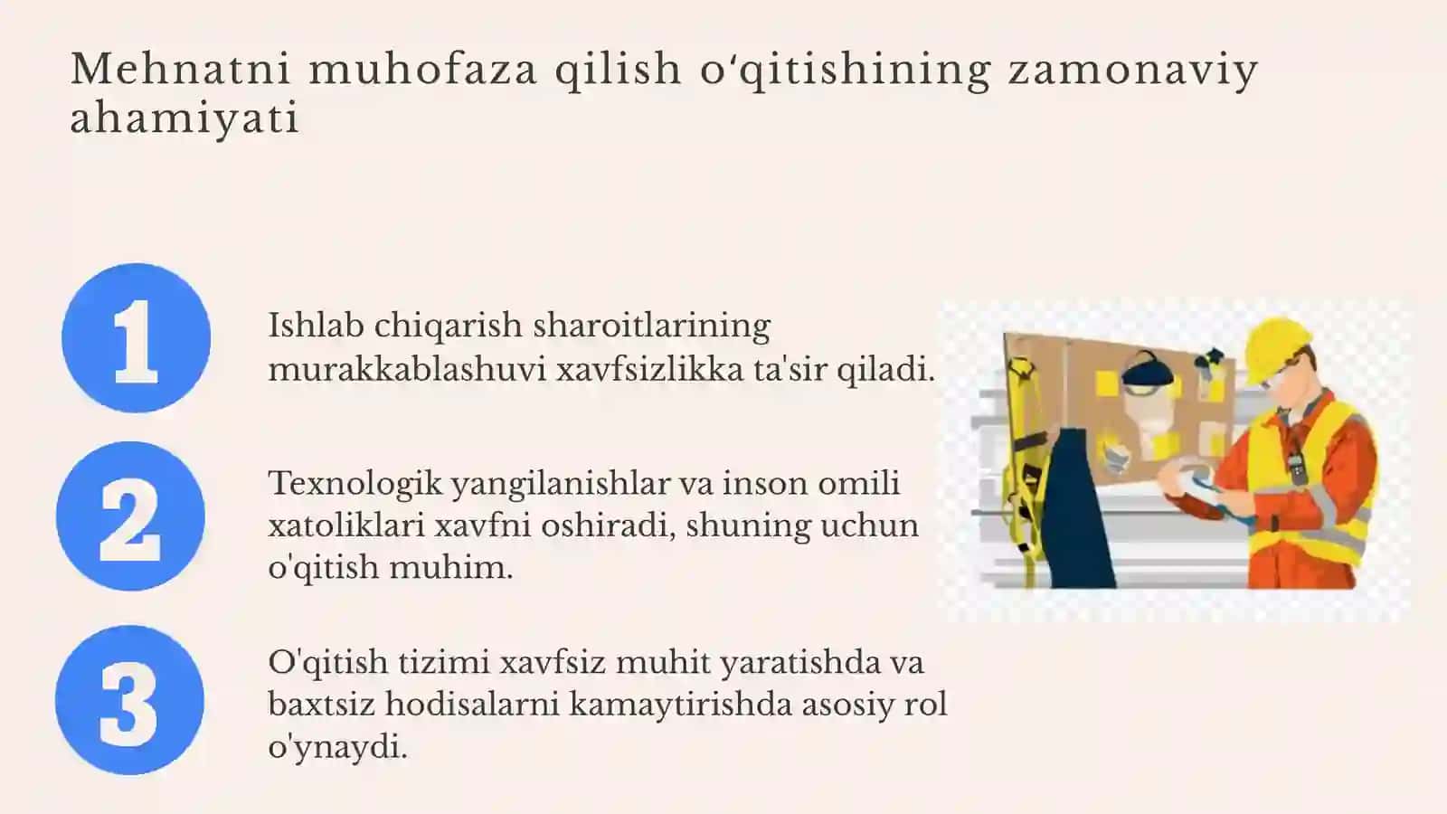 Mehnatni muhofaza qilish bo‘yicha o‘qitish 2