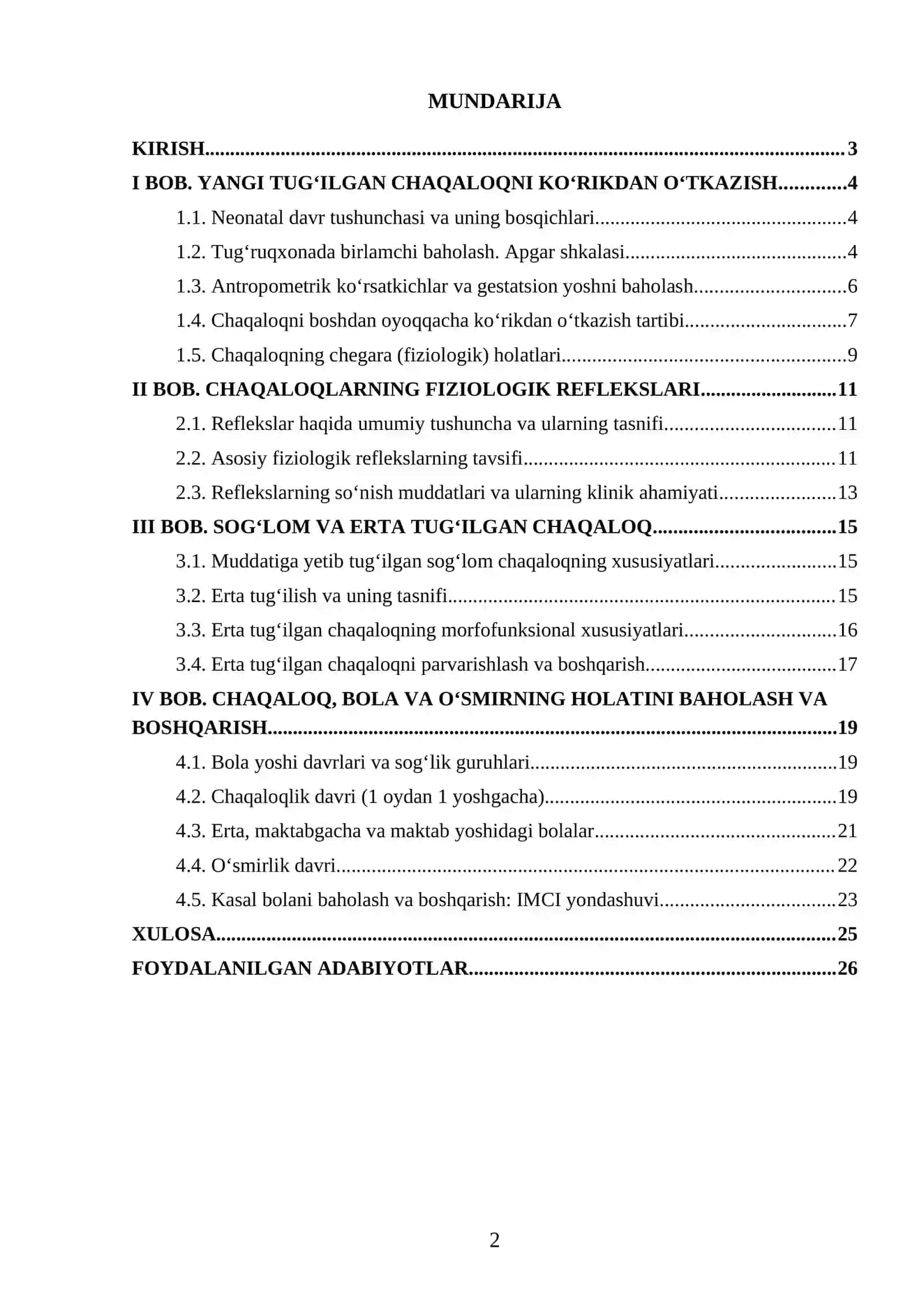 Yangi tugʻilgan chaqaloqlarni koʻrikdan oʻtkazish 2