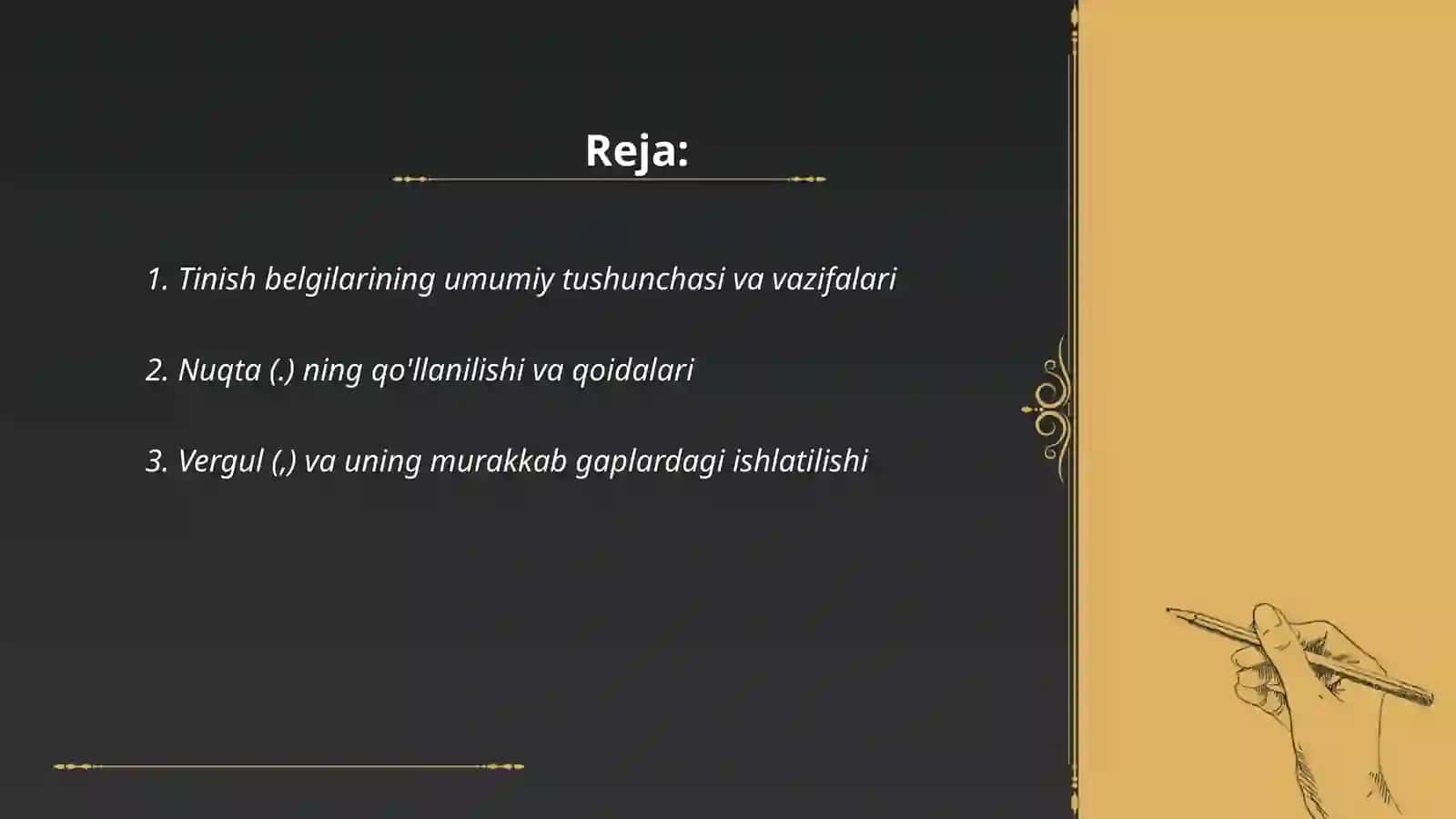 O'zbek tilida tinish belgilari o'rganilishi va qo'llanilishi 2