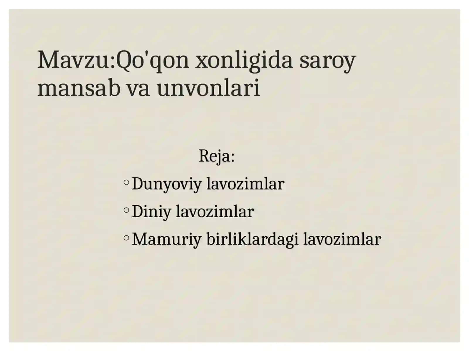 Qo'qon xonligida saroy mansab va unvonlari 2