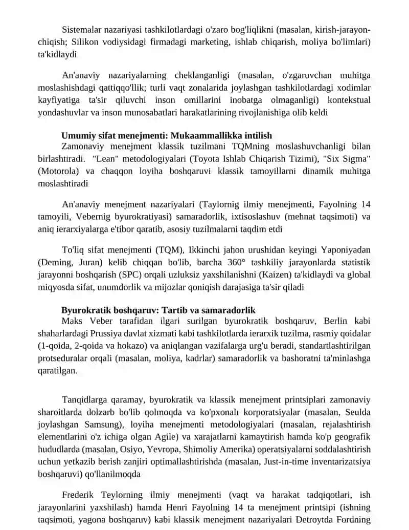 Klassik menejment nazariyalari (ilmiy, byurokratik va administrativ yondashuvlar) 2