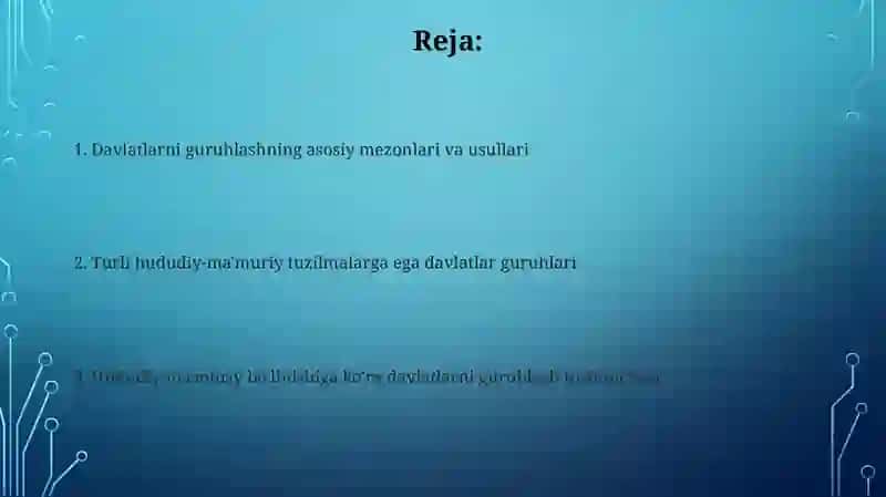 Ma'muriy bo'linishga ko'ra davlatlarni guruhlashtirish 2