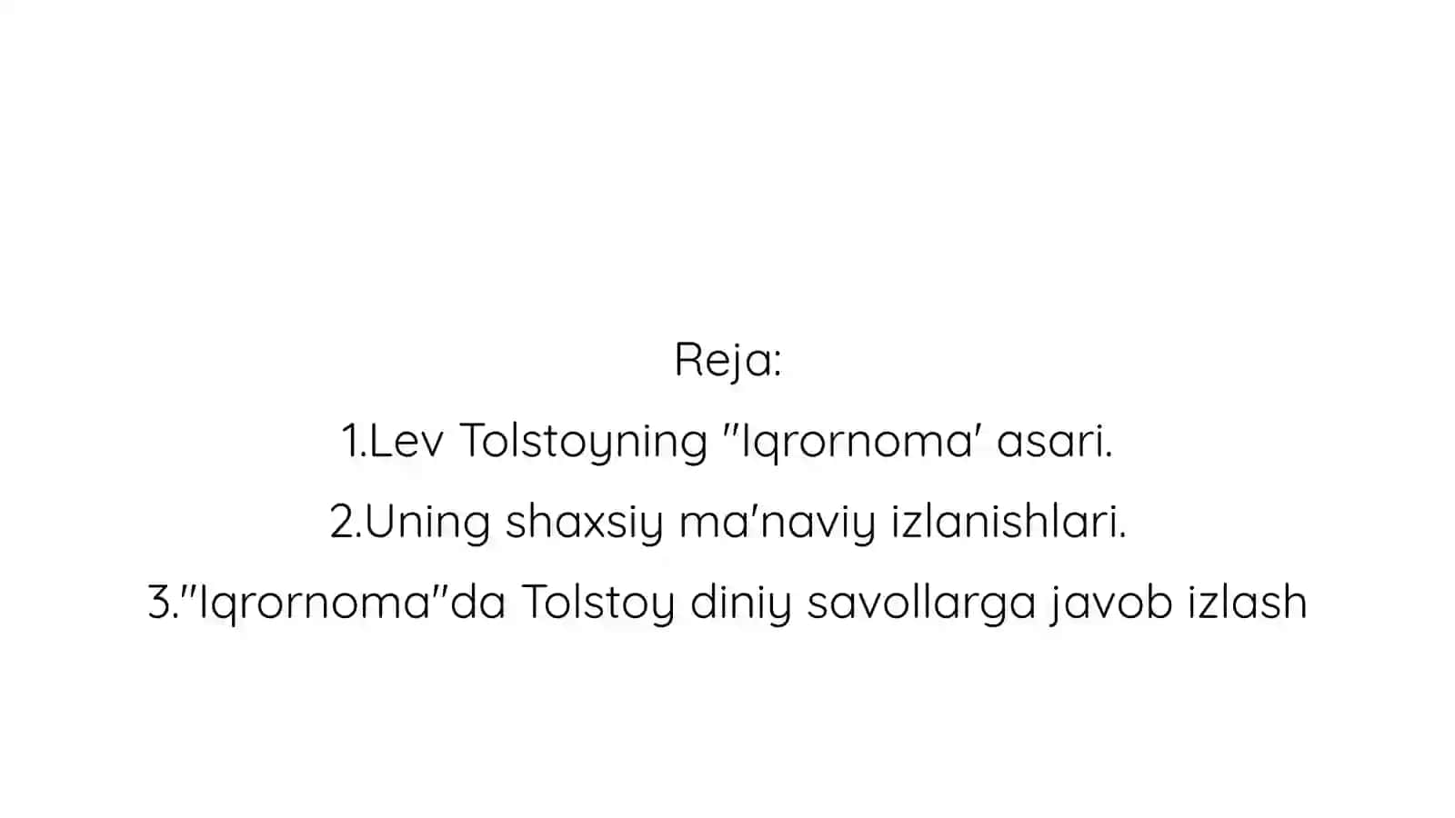 Lev Tolstoyning "Iqrornoma "asaridagi diniy e'tiqodlarni tahlil etish 2