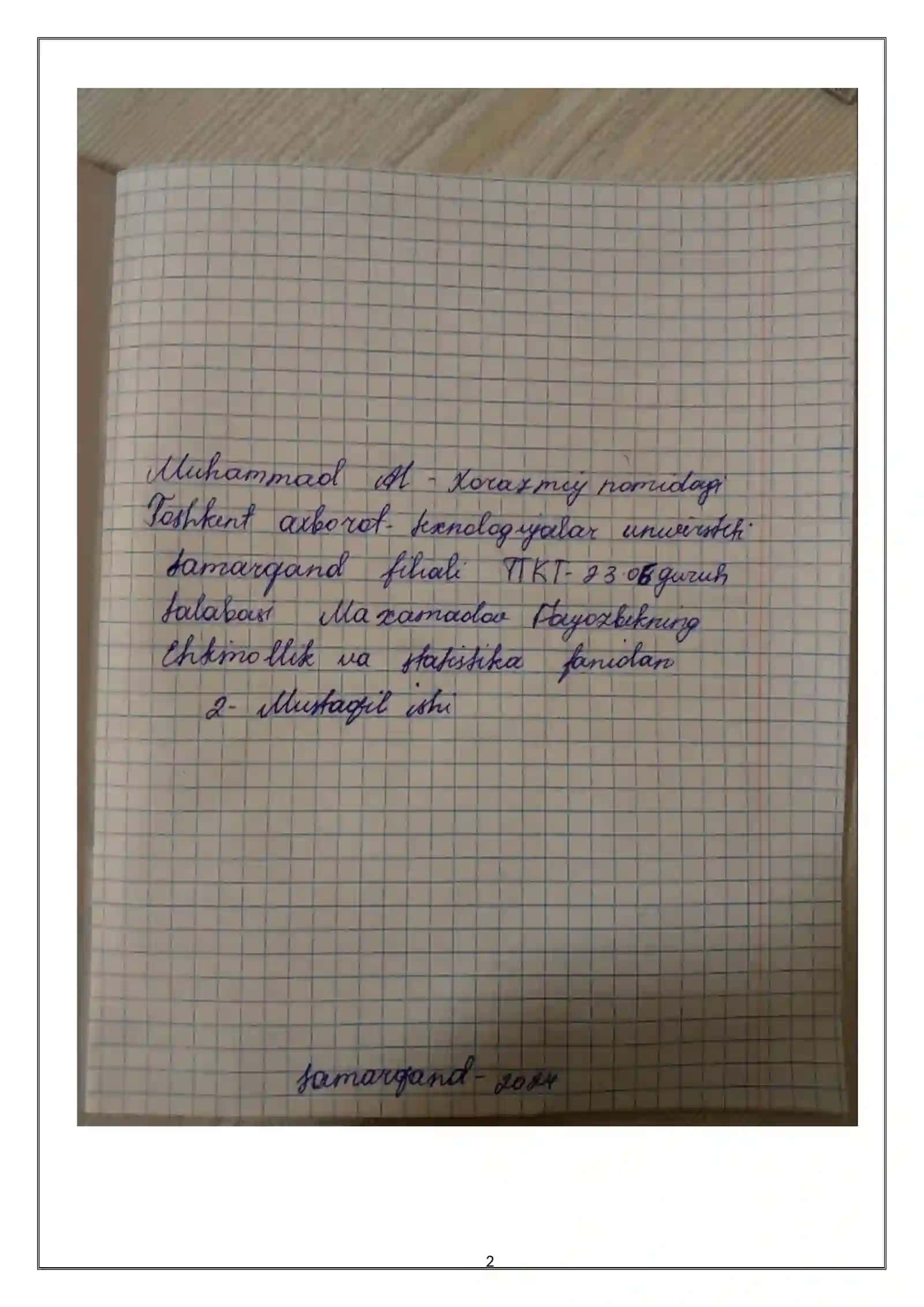 EHTIMOLLIK VA STATISTIKA 2