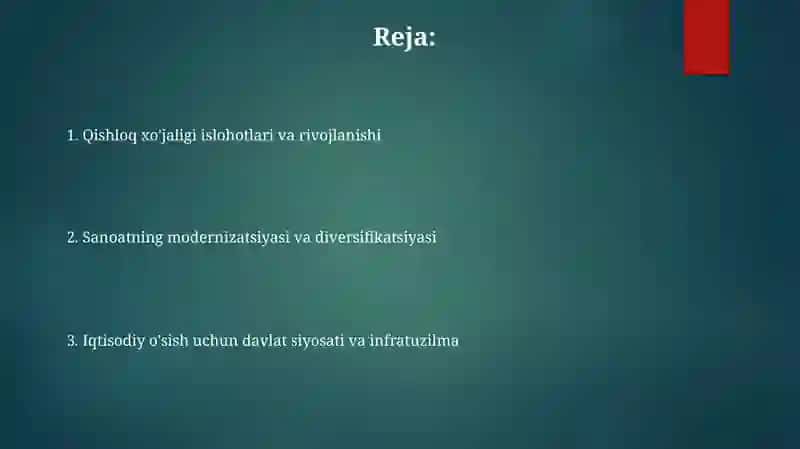 Qishloq xo'jaligidagi islohotlar 2