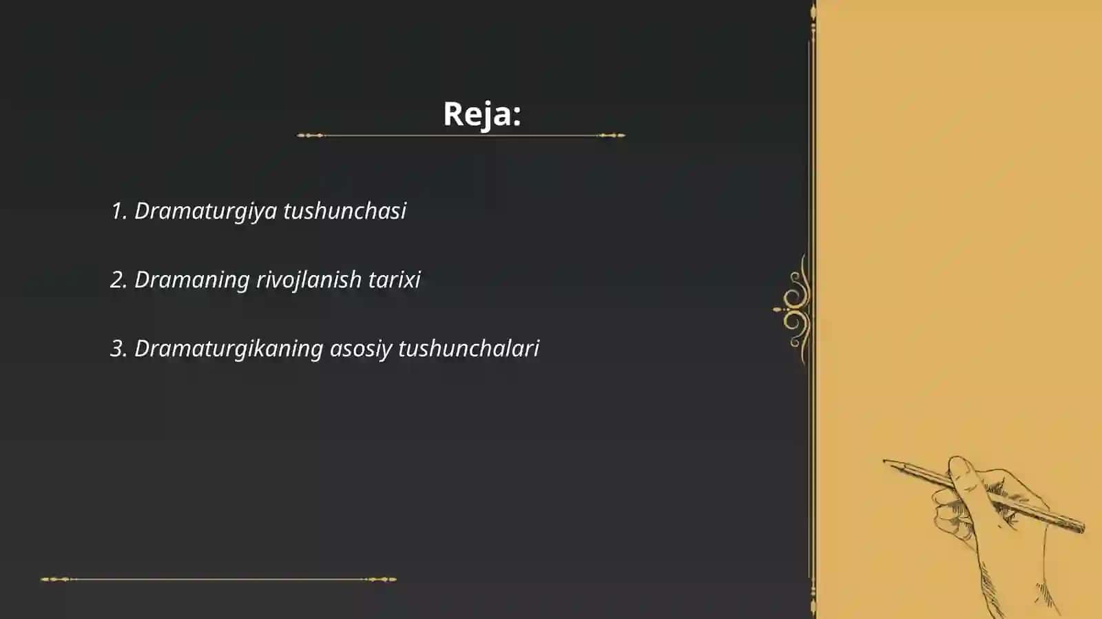 Dramaturgiya va uning janrlari haqida maʼlumot bering 2