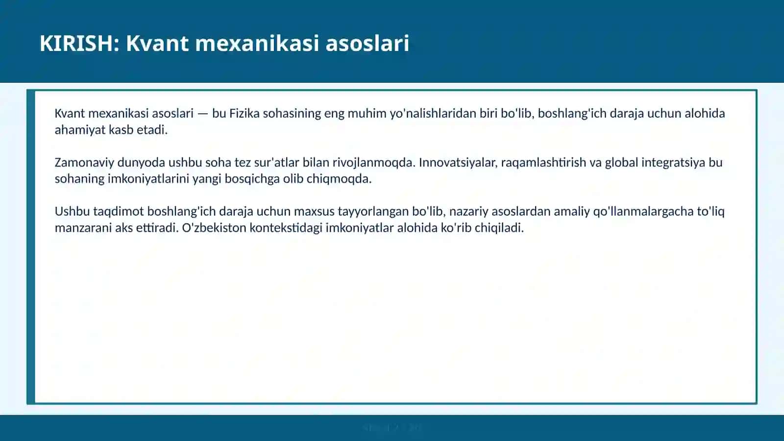 KVANT MEXANIKASI ASOSLARI 2