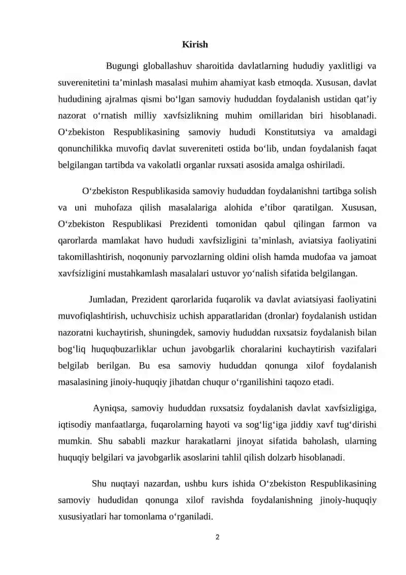 Samoviy hududidan qonunga xilof ravishda ( ruxsatsiz) foydalanish 2